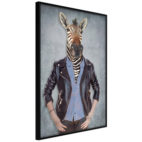 Poster - Animal Alter Ego: Zebra  - zwart