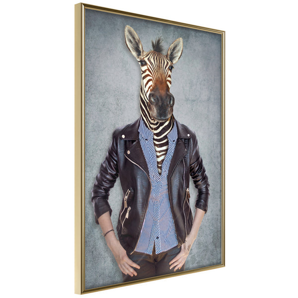 Poster - Animal Alter Ego: Zebra  - goud