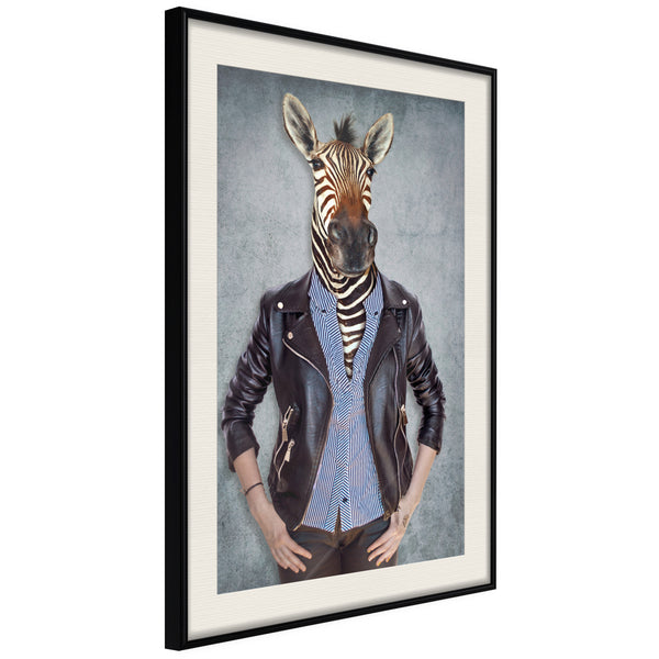 Poster - Animal Alter Ego: Zebra  - zwart passepartout