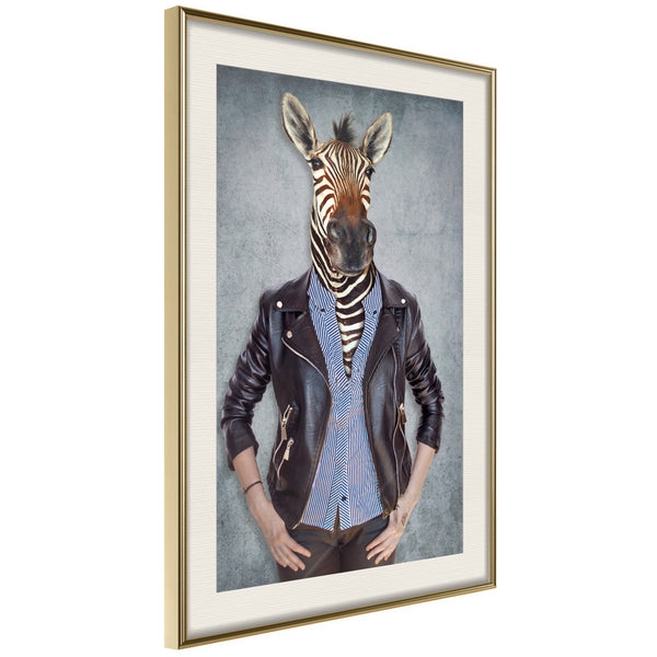 Poster - Animal Alter Ego: Zebra  - goud passepartout