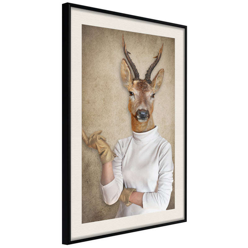 Poster - Animal Alter Ego: Capreolus  - zwart passepartout