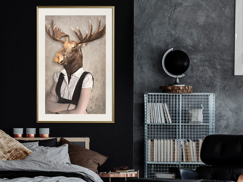 Poster - Animal Alter Ego: Moose  - goud passepartout