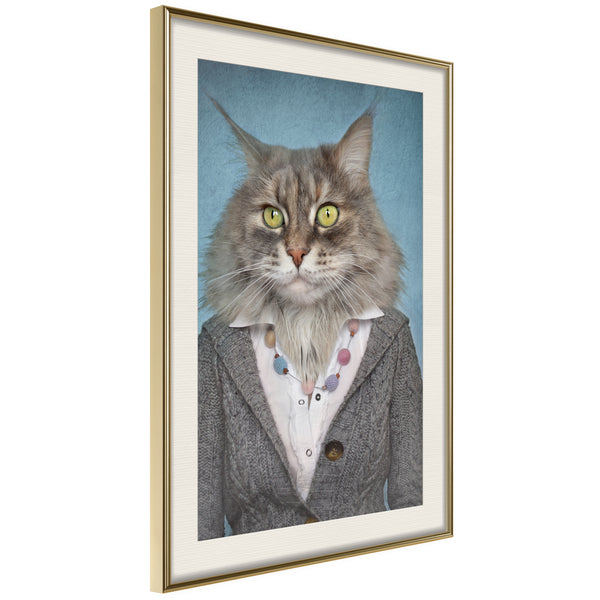 Poster - Animal Alter Ego: Cat  - goud passepartout