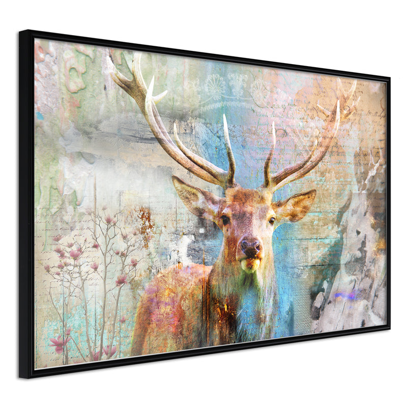 Poster - Pastel Deer  - zwart