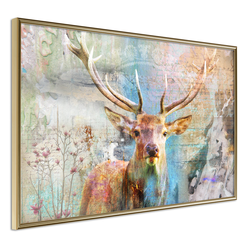 Poster - Pastel Deer  - goud