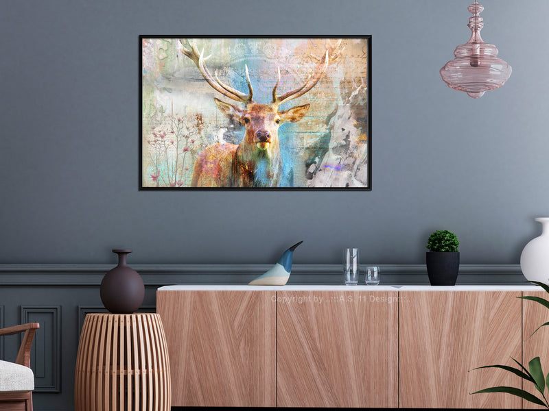 Poster - Pastel Deer  - zwart