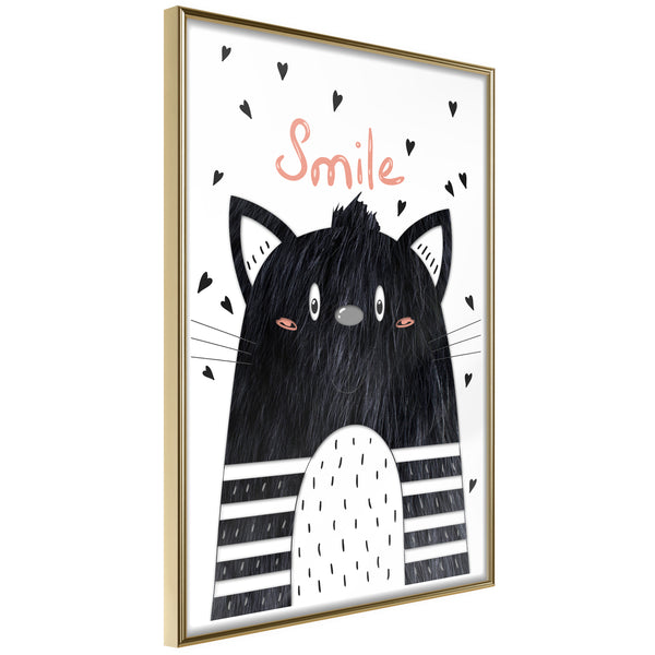 Poster - Cheerful Kitten  - goud