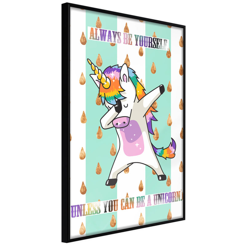 Poster - Dabbing Unicorn  - zwart