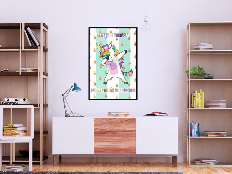 Poster - Dabbing Unicorn  - zwart