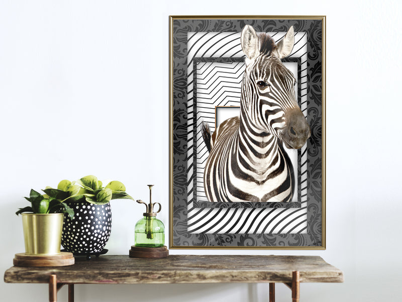 Poster - Zebra in the Frame  - goud