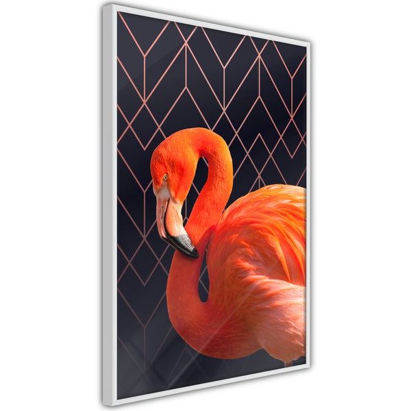 Poster - Orange Flamingo  - wit