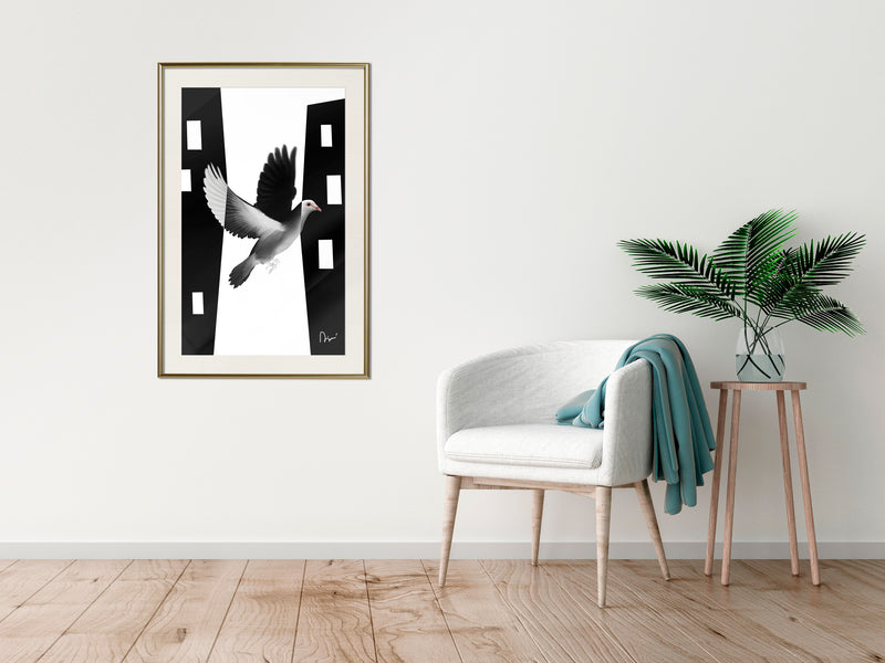 Poster - Caught in Flight  - goud passepartout