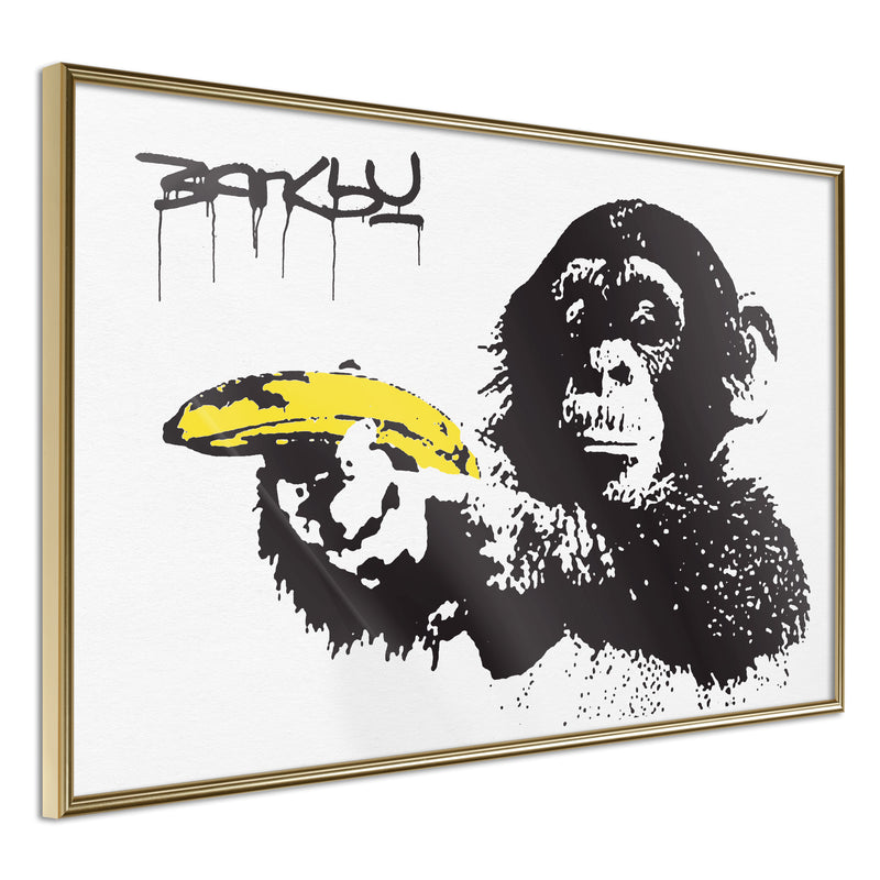 Poster - Banksy: Banana Gun I  - goud