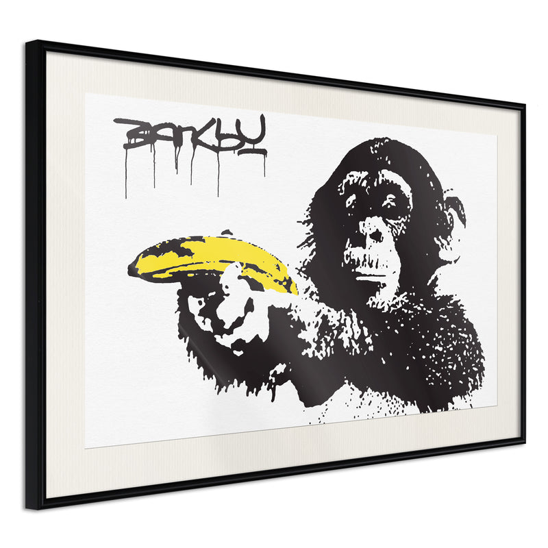 Poster - Banksy: Banana Gun I  - zwart passepartout