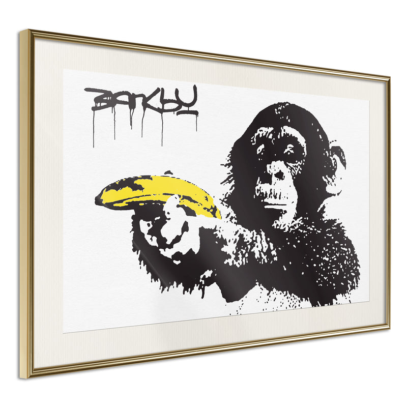 Poster - Banksy: Banana Gun I  - goud passepartout