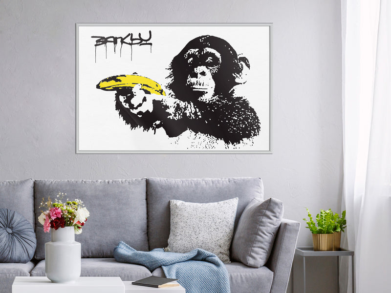 Poster - Banksy: Banana Gun I  - wit