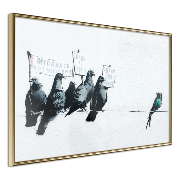 Poster - Banksy: Pigeons  - goud