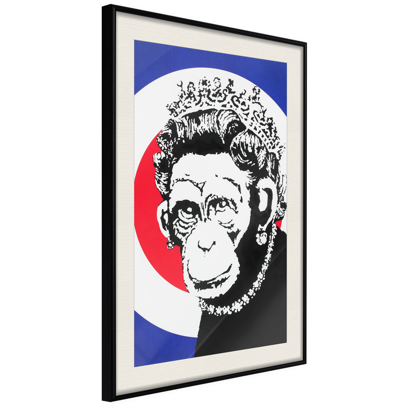 Poster - Banksy: Monkey Queen  - zwart passepartout