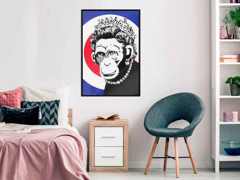 Poster - Banksy: Monkey Queen  - zwart