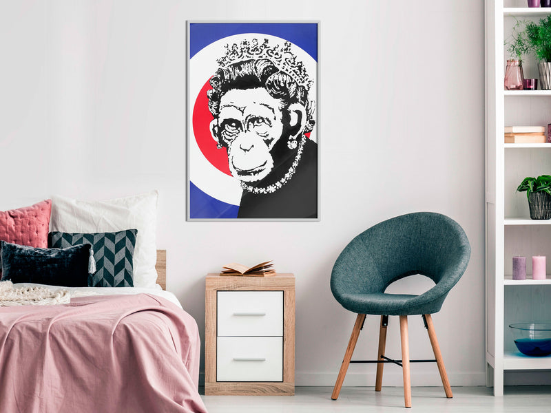 Poster - Banksy: Monkey Queen  - wit