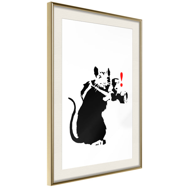 Poster - Banksy: Rat Photographer  - goud passepartout