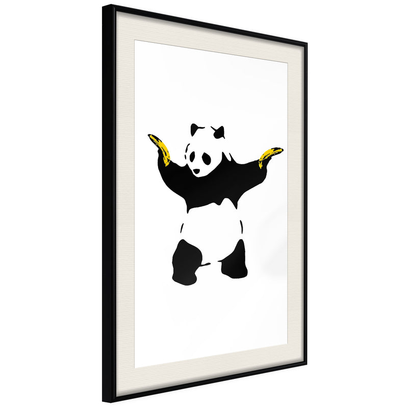 Poster - Banksy: Panda With Guns  - zwart passepartout