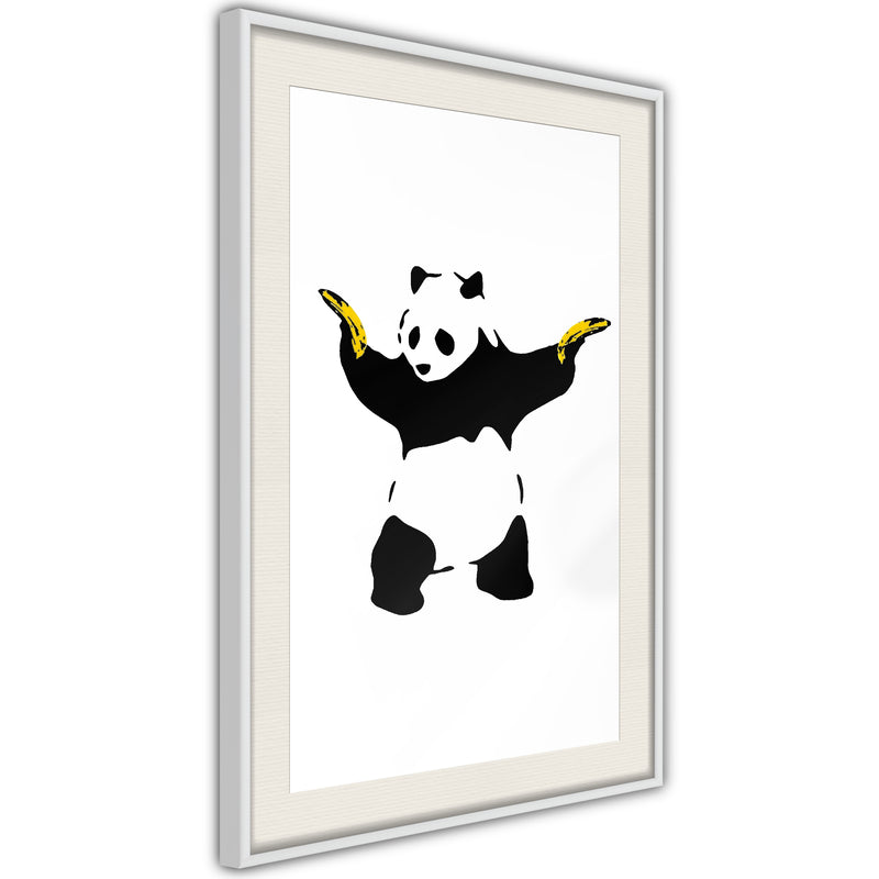 Poster - Banksy: Panda With Guns  - wit passepartout