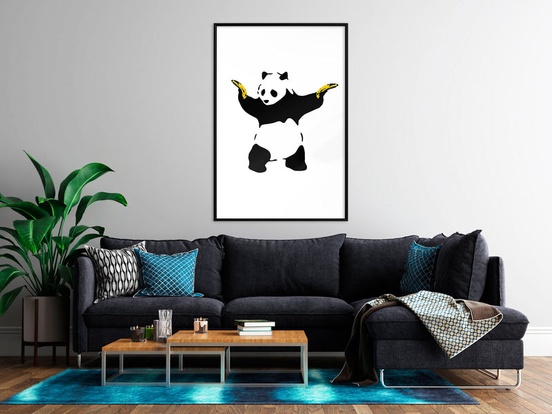 Poster - Banksy: Panda With Guns  - zwart