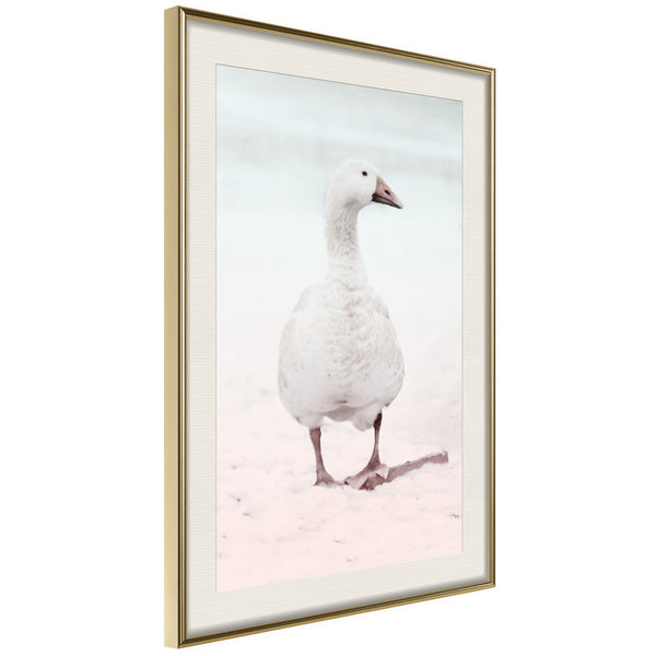 Poster - Walking Goose  - goud passepartout