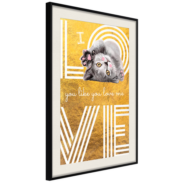 Poster - Cat Love  - zwart passepartout