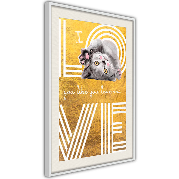 Poster - Cat Love  - wit passepartout