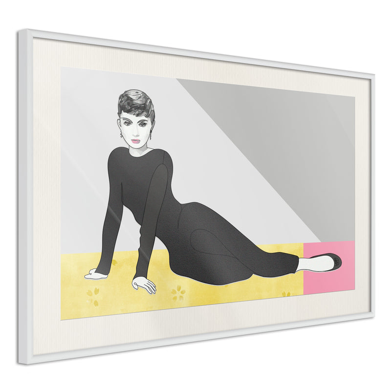 Poster - Elegant Audrey  - wit passepartout