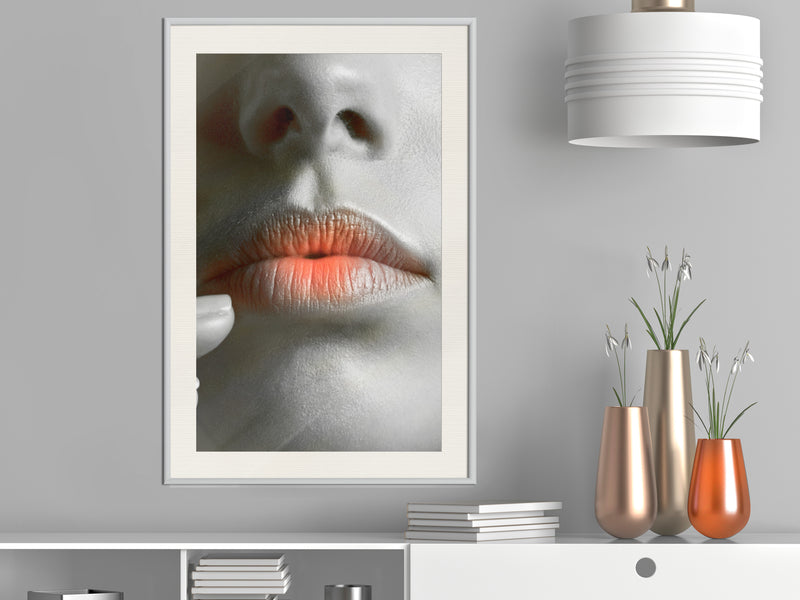 Poster - Ombre Lips  - wit passepartout