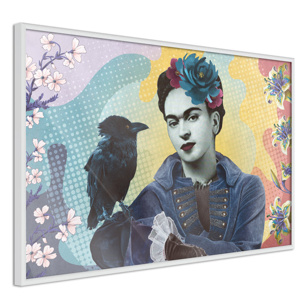 Poster - Frida with a Raven  - wit