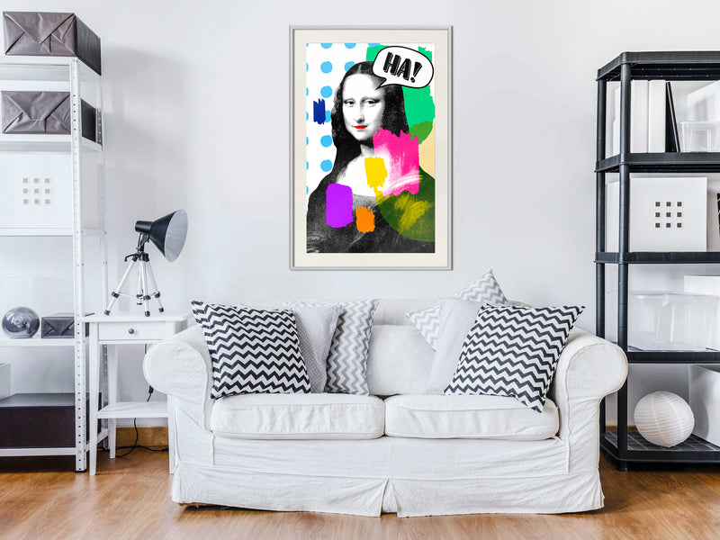 Poster - Mona Lisa's Laughter  - wit passepartout