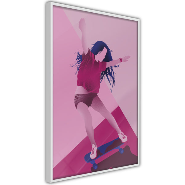 Poster - Girl on a Skateboard  - wit