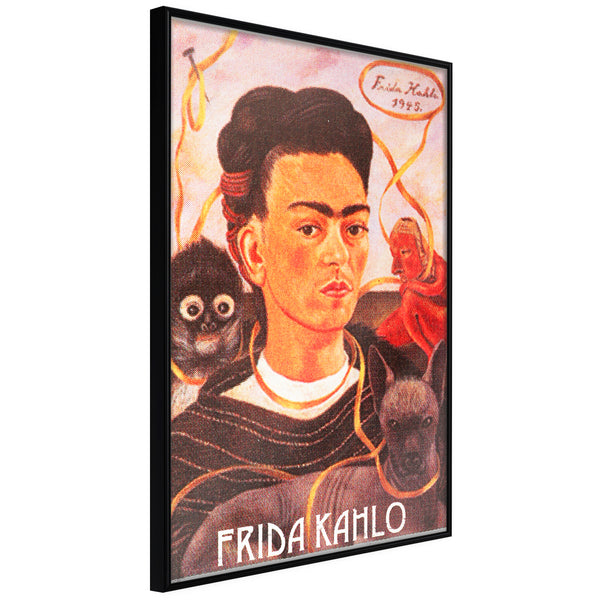 Poster - Frida Khalo  Self-Portrait  - zwart