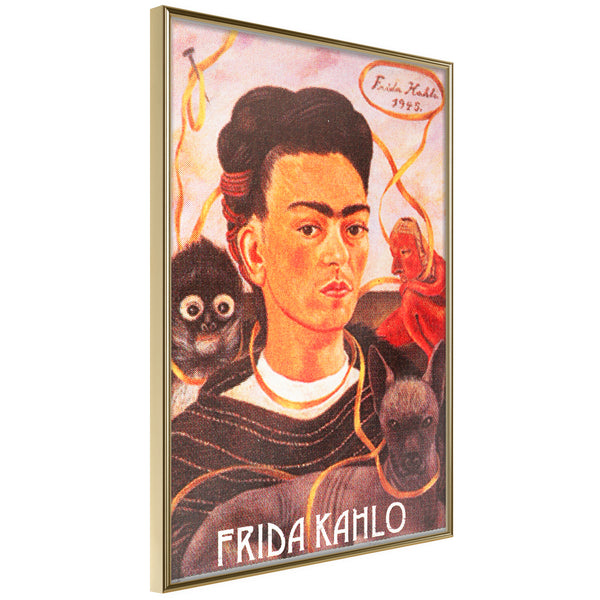 Poster - Frida Khalo  Self-Portrait  - goud