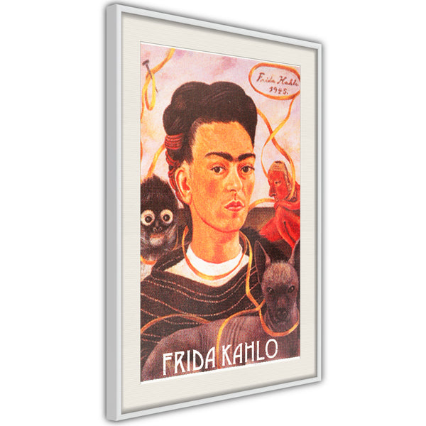 Poster - Frida Khalo  Self-Portrait  - wit passepartout