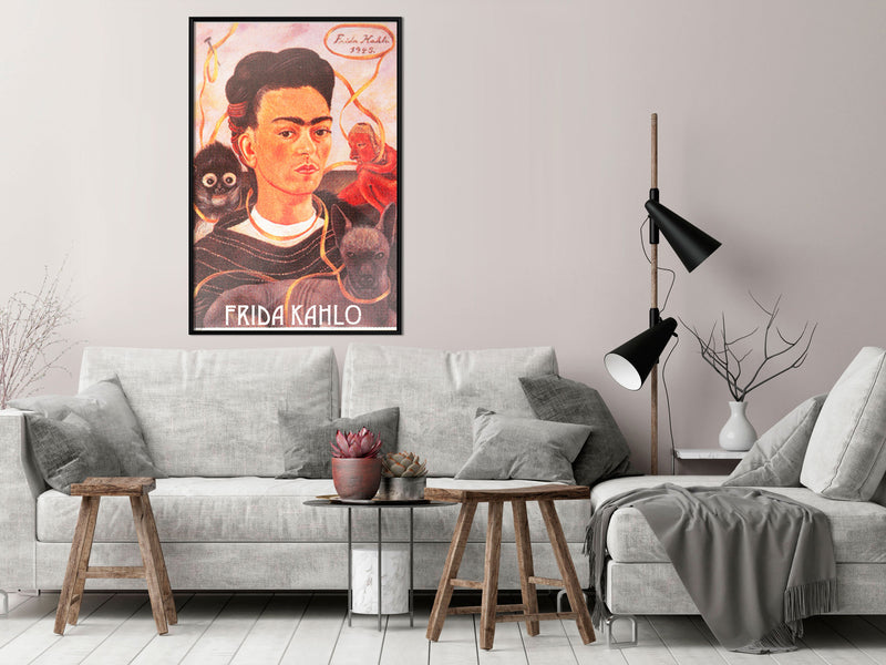 Poster - Frida Khalo  Self-Portrait  - zwart