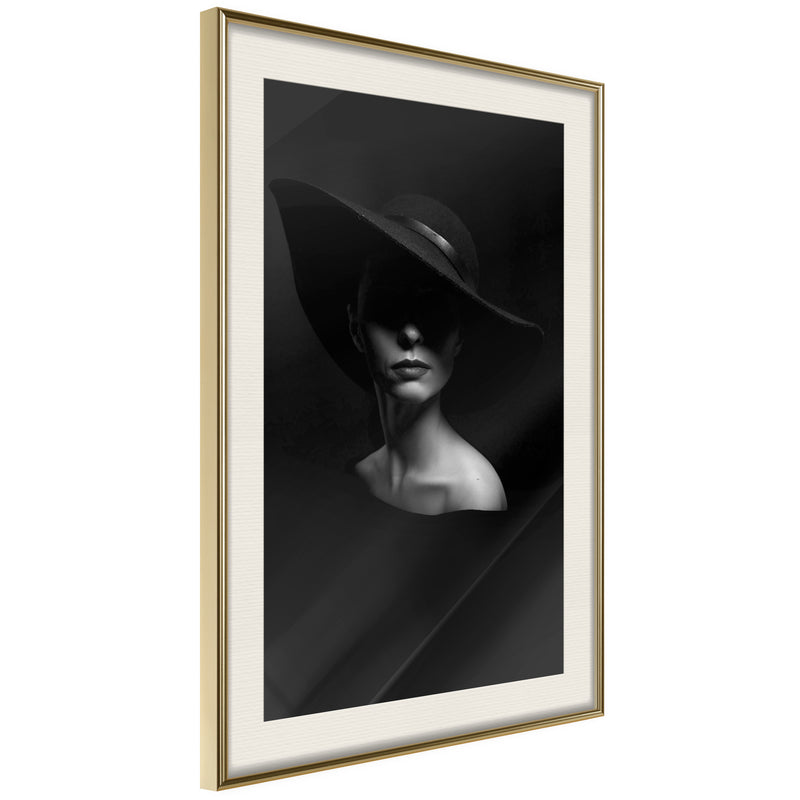 Poster - Woman in a Hat  - goud passepartout