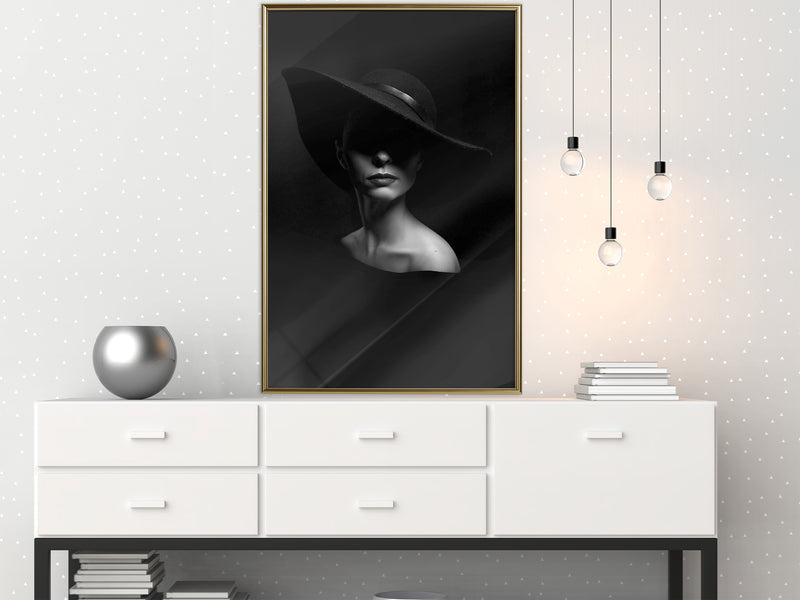 Poster - Woman in a Hat  - goud
