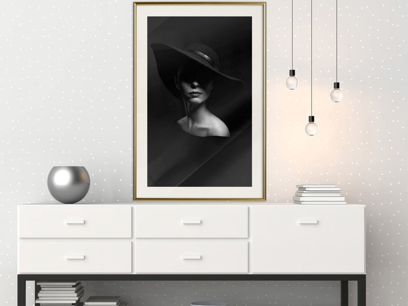 Poster - Woman in a Hat  - goud passepartout