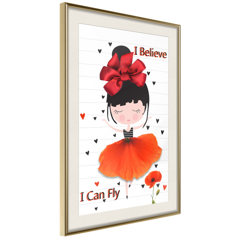 Poster - Poppy Dancer  - goud passepartout