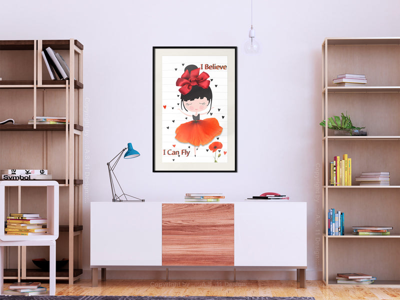 Poster - Poppy Dancer  - zwart passepartout