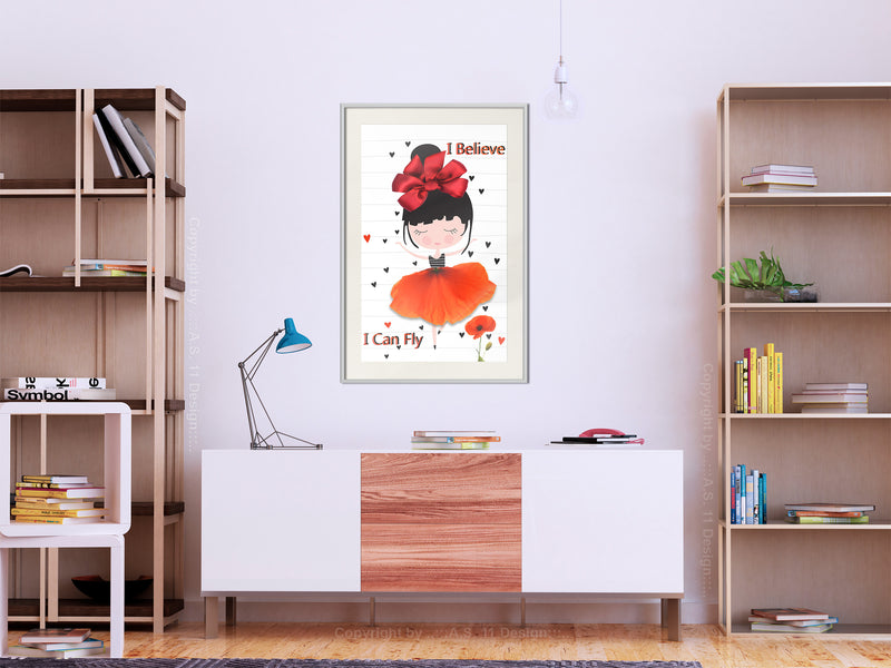 Poster - Poppy Dancer  - wit passepartout