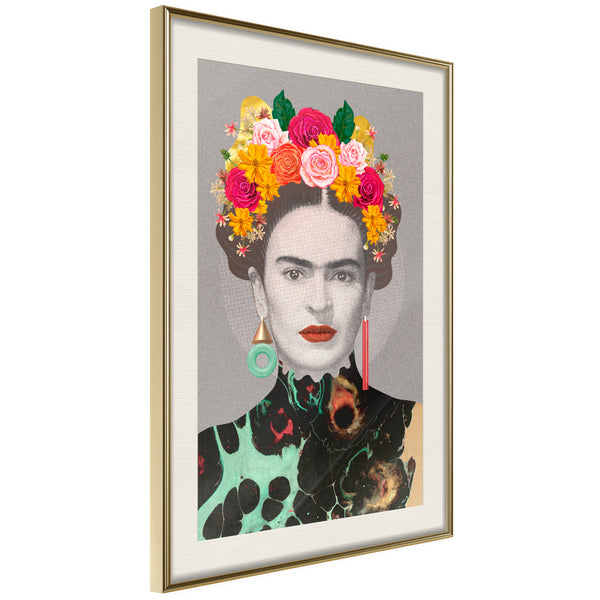 Poster - Charismatic Frida  - goud passepartout