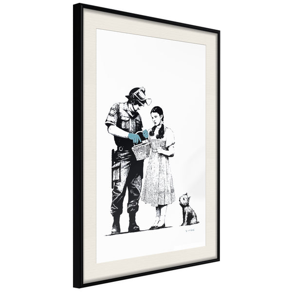 Poster - Banksy: Stop and Search   - zwart passepartout