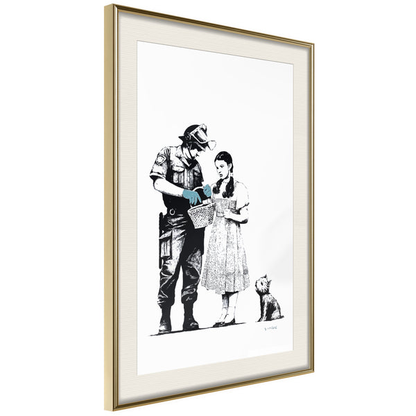 Poster - Banksy: Stop and Search   - goud passepartout