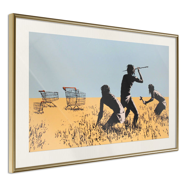 Poster - Banksy: Trolley Hunters  - goud passepartout